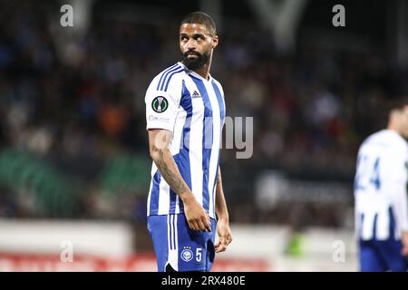 Helsinki, Finlande. 21 septembre 2023. Kristopher Da Graca d'Helsinki lors d'un match entre Helsinki et PAOK. Match de la phase de groupes Europa Conference League entre le HJK Helsinki et le PAOK FC. Le match a fini 2-3. (Image de crédit : © Giannis Papanikos/ZUMA Press Wire) USAGE ÉDITORIAL SEULEMENT! Non destiné à UN USAGE commercial ! Banque D'Images