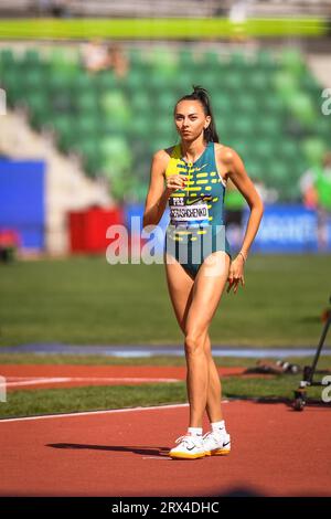 Iryna Gerashchenko (UKR) se prépare à sauter à une hauteur de 6-1 (1,87 m) dans le saut en hauteur féminin aux Championnats de la Diamond League à la pré Classique Banque D'Images