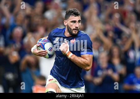 Charles Ollivon marque un essai lors de la coupe du monde de rugby à XV RWC 2023, poule A match entre la France et la Namibie au Stade Vélodrome, Marseille, France le 21 septembre 2023. Banque D'Images