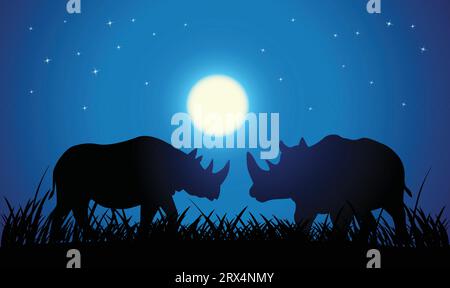 silhouette design rhinocéros. Illustration vectorielle de style minimalisme dessiné à la main Illustration de Vecteur