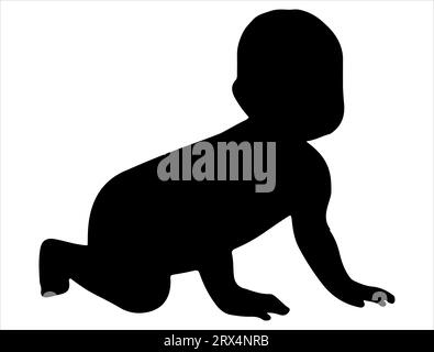 Fond blanc d'art vectoriel silhouette de bébé Illustration de Vecteur