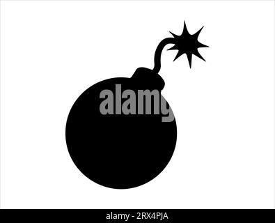 Fond blanc de vecteur art de silhouette de bombe de dessin animé Illustration de Vecteur