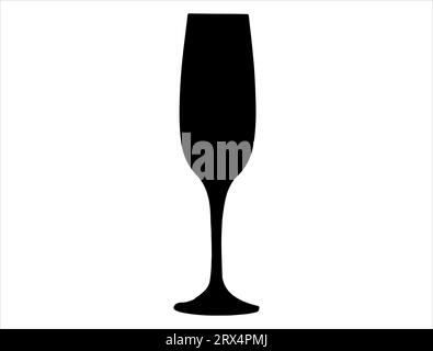 Fond blanc de vecteur art de silhouette de verre de champagne Illustration de Vecteur