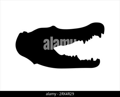 Fond blanc de vecteur art de silhouette de tête de crocodile Illustration de Vecteur