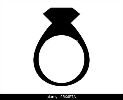Fond blanc de vecteur art de silhouette d'anneau de diamant Illustration de Vecteur