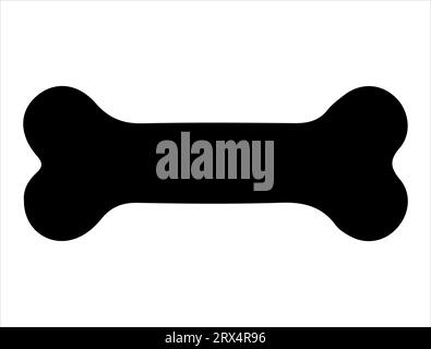 Fond blanc d'art vectoriel silhouette d'os de chien Illustration de Vecteur