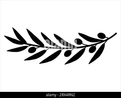 Fond blanc de vecteur art de silhouette de branche d'olive Illustration de Vecteur