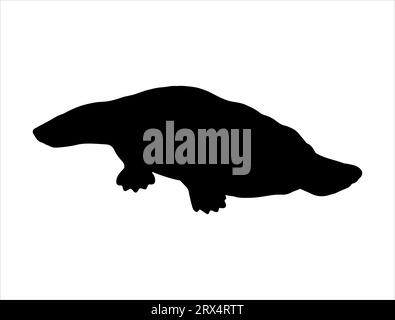 Platypus silhouette vecteur art fond blanc Illustration de Vecteur