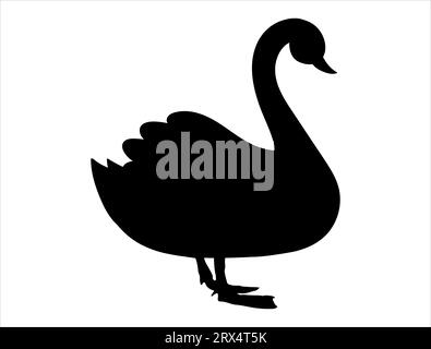 Fond blanc d'art vectoriel silhouette de cygne Illustration de Vecteur