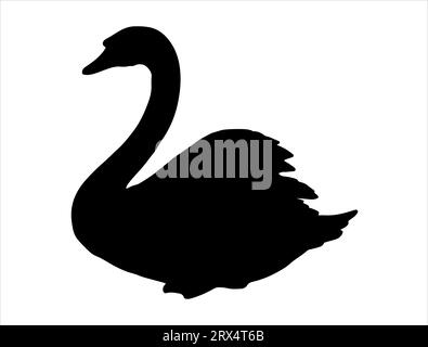 Fond blanc d'art vectoriel silhouette de cygne Illustration de Vecteur