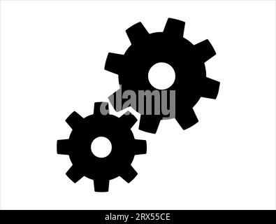 Fond blanc d'art vectoriel silhouette d'engrenage Illustration de Vecteur