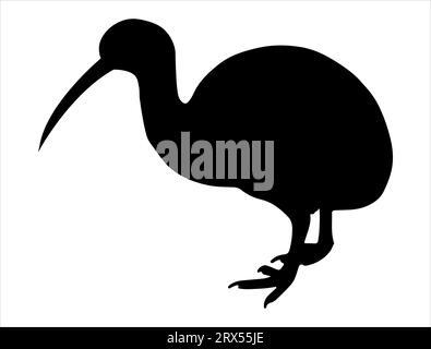 Fond blanc d'art vectoriel de silhouette kiwi Illustration de Vecteur