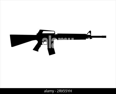 Fond blanc de vecteur art de silhouette de fusil d'assaut M16 Illustration de Vecteur