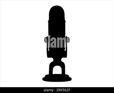 Microphone silhouette vecteur art fond blanc Illustration de Vecteur