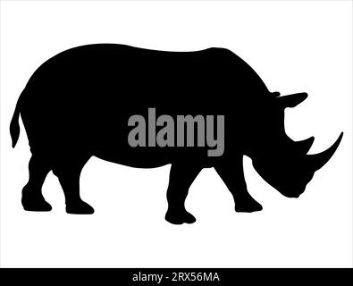 Rhinoceros silhouette vector art fond blanc Illustration de Vecteur