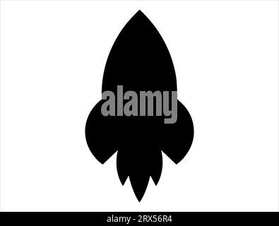 Fond blanc d'art vectoriel silhouette de vaisseau fusée Illustration de Vecteur