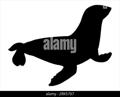 Fond blanc de vecteur d'art de silhouette d'animal de phoque Illustration de Vecteur