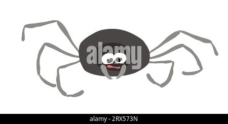 Icône drôle mignonne d'araignée isolée sur fond blanc. Araignée d'Halloween. Caractère animal pour des éléments de dessins fête d'Halloween. Illustration vectorielle o Illustration de Vecteur