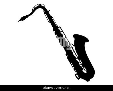 Saxophone silhouette vecteur art fond blanc Illustration de Vecteur