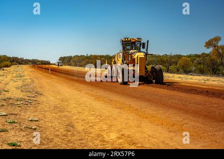 Pindar, WA, Australie - niveleuse sans manche Caterpillar 150 Banque D'Images