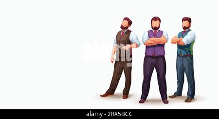 trois cadres supérieurs prennent des poses confiantes Illustration de Vecteur
