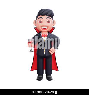 3d personnage mignon halloween vampire effrayante illustration de conception Banque D'Images
