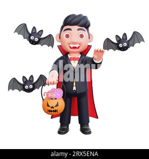 3d personnage mignon halloween vampire effrayante illustration de conception Banque D'Images