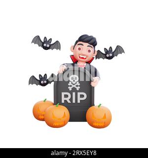 3d personnage mignon halloween vampire effrayante illustration de conception Banque D'Images