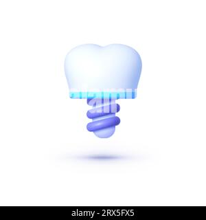 Implant dentaire 3d sur fond blanc. Santé, symbole de médecine. Illustration graphique vectorielle Illustration de Vecteur