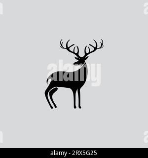 Silhouettes vectorielles de cerf, icône vectorielle noir et blanc Illustration de Vecteur