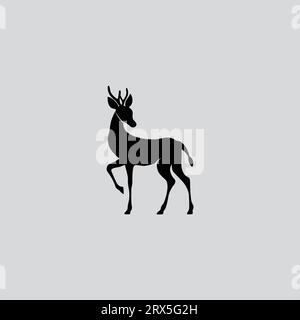 Silhouettes vectorielles de cerf, icône vectorielle noir et blanc Illustration de Vecteur