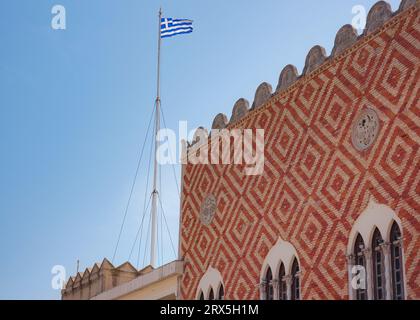 Voyage en Grèce, îles méditerranéennes Rhodes. L'ancien palais du gouverneur, aujourd'hui utilisé comme bâtiment de la préfecture. Banque D'Images