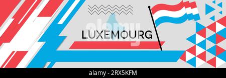 LUXEMOURG Map et poings levés. Journée nationale ou jour de l'indépendance pour la célébration LUXEMOURG. Design rétro moderne avec icônes abstraites. Vecteur Illustration de Vecteur