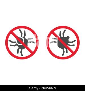 Pas de signe d'icône de vecteur acarien ou de tique. Répulsif pour insectes, acariens et tiques symbole. Illustration de Vecteur