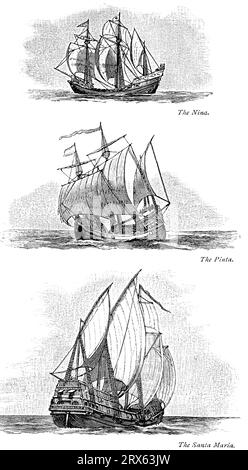 Les navires de Colomb, c1902. Christophe Colomb (1451-1506), a utilisé trois navires lors de son premier voyage à travers l'océan Atlantique en 1492. Il s'agissait de la caravane la Santa María et des caravelles la Niña et la Pinta. Banque D'Images