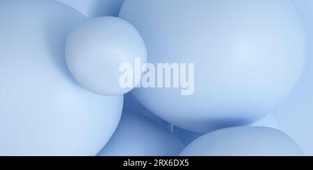 Fond 3D de bulles bleu pastel lisses Banque D'Images