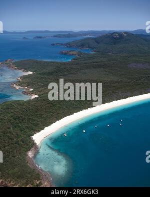 Australie. Queensland. Whitsunday Island. Whitehaven Beach. Vue aérienne. Banque D'Images