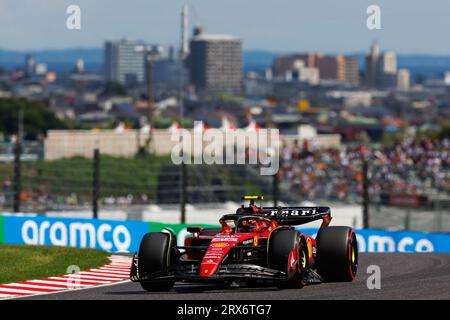 Circuit du Grand Prix de Suzuka, 23 septembre 2023 : Carlos Sainz (ESP) de l'équipe Ferrari lors de la FP3 du Grand Prix de Formule 1 du Japon 2023. Corleve/Alamy Live News Banque D'Images