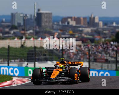 Suzuka Grand Prix circuit, 23 septembre 2023 : Lando Norris (GBR) de l'équipe McLaren lors de la FP3 du Grand Prix de Formule 1 du Japon 2023. Corleve/Alamy Live News Banque D'Images