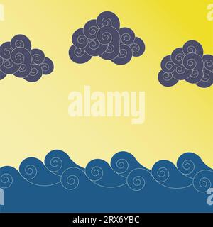 Les nuages et les vagues Illustration de Vecteur