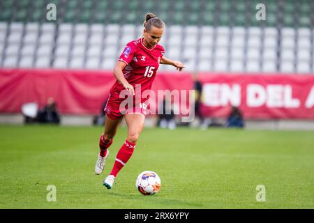 Viborg, Danemark. 22 septembre 2023. Frederikke Thogersen (15), du Danemark, a été vu lors du match de l'UEFA Nations League entre le Danemark et l'Allemagne à l'Energi Viborg Arena de Viborg. (Crédit photo : Gonzales photo/Alamy Live News Banque D'Images