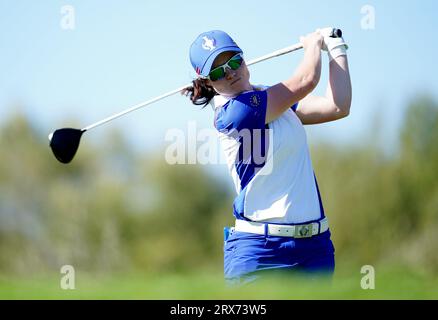 L'européenne Leona Maguire le 13e jour de la Solheim Cup 2023 à Finca Cortesin, Malaga. Date de la photo : Samedi 23 septembre 2023. Banque D'Images