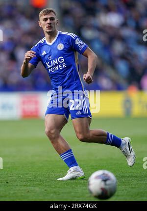 Kiernan Dewsbury-Hall de Leicester City pendant le match du championnat Sky Bet au King Power Stadium de Leicester. Date de la photo : Samedi 23 septembre 2023. Banque D'Images