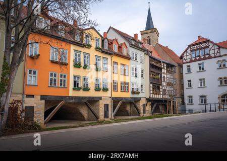 Ponts de Rathausbrucke et Kramerbrucke - Erfurt, Allemagne Banque D'Images