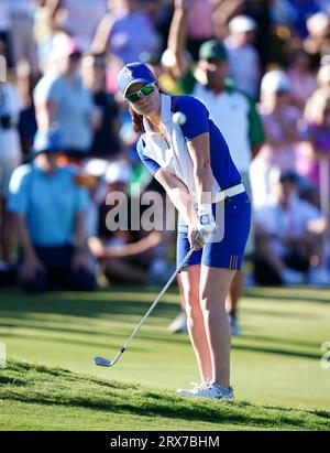 L'européenne Leona Maguire le 15e jour de la Solheim Cup 2023 à Finca Cortesin, Malaga. Date de la photo : Samedi 23 septembre 2023. Banque D'Images