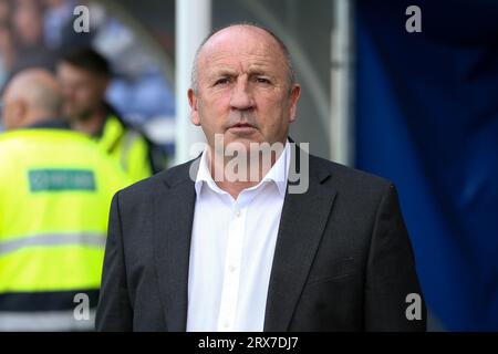 Birkenhead, Royaume-Uni. 23 septembre 2023. John Coleman, le directeur d'Accrington Stanley regarde. EFL Skybet football League Two Match, Tranmere Rovers contre Accrington Stanley à Prenton Park, Birkenhead, Wirral le samedi 23 septembre 2023. Cette image ne peut être utilisée qu'à des fins éditoriales. Usage éditorial uniquement, .pic par Chris Stading/ crédit : Andrew Orchard photographie sportive/Alamy Live News Banque D'Images