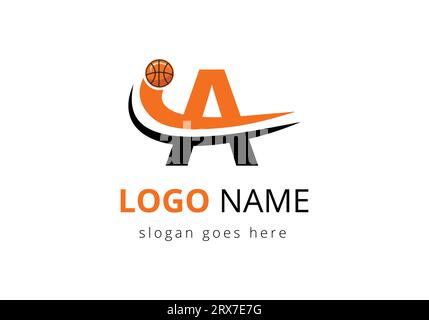 Logo lettre avec ballon de basket-ball. Conception de modèle de vecteur de symbole de sport Illustration de Vecteur