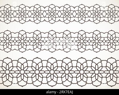 Ensemble vectoriel de bordure sans couture florale ornementale Illustration de Vecteur