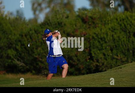 L'européenne Caroline Hedwall le 16e jour de la Solheim Cup 2023 à Finca Cortesin, Malaga. Date de la photo : Samedi 23 septembre 2023. Banque D'Images