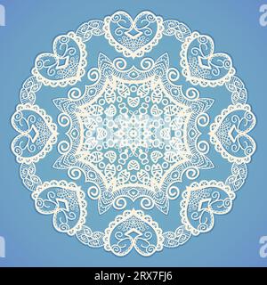 Motif rond, élément de conception d'ornement circulaire, dentelle blanche, vecteur Illustration de Vecteur